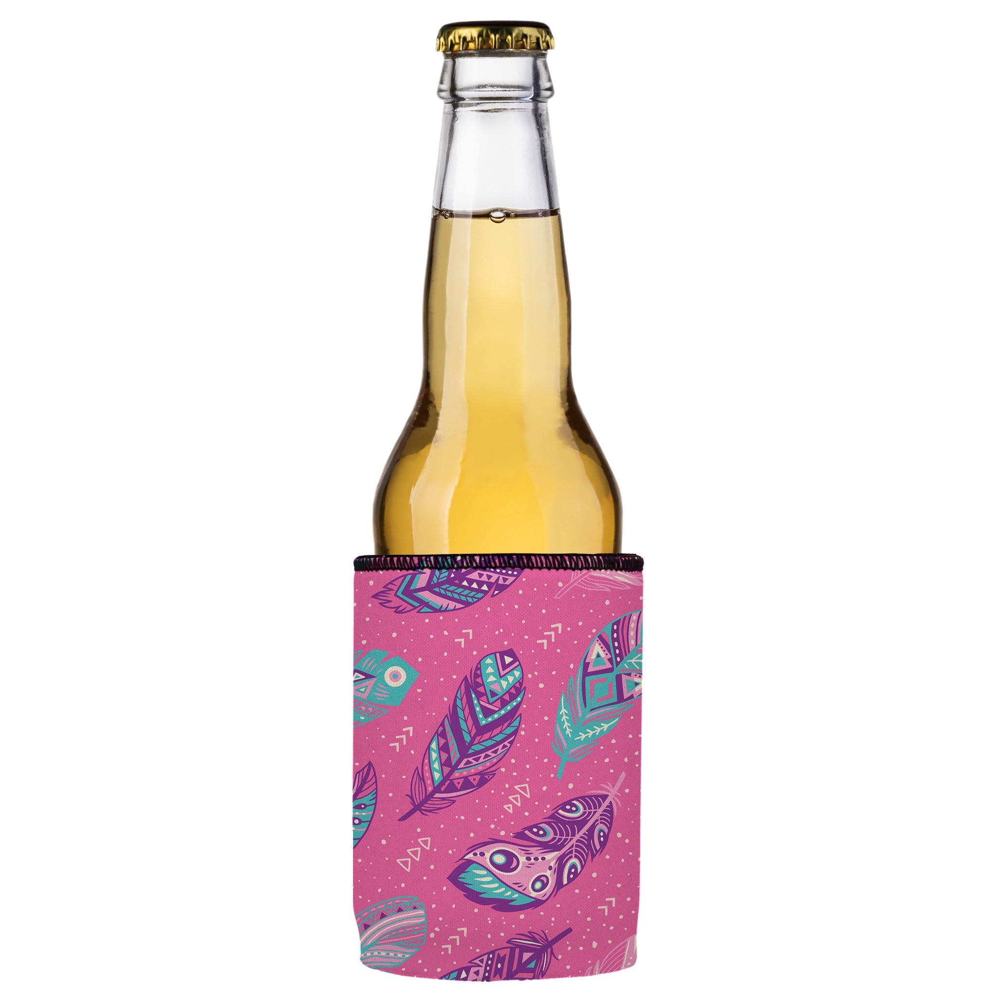 Stubbyz Pink Boho Feathers Stubby Cooler 2-Pack