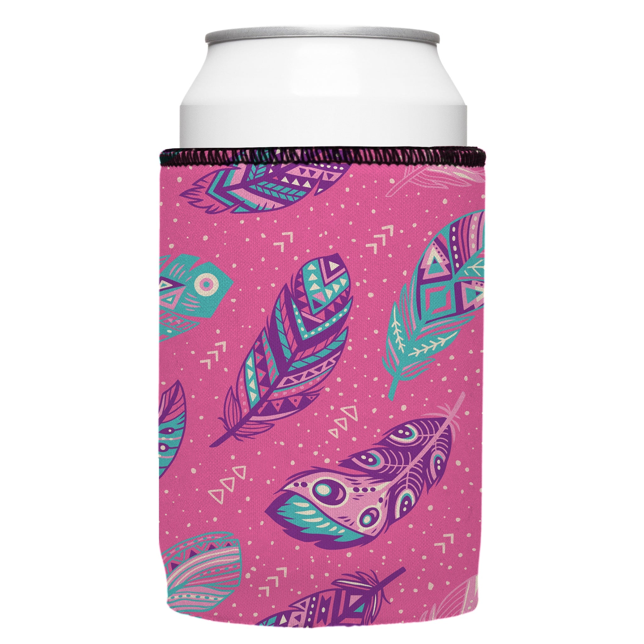 Stubbyz Pink Boho Feathers Stubby Cooler 2-Pack