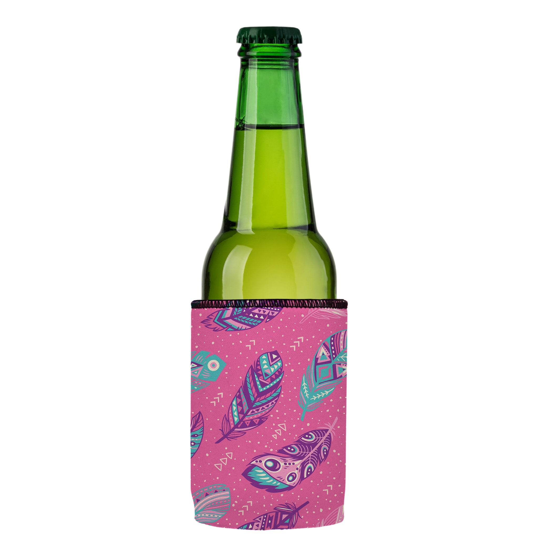 Stubbyz Pink Boho Feathers Stubby Cooler 2-Pack