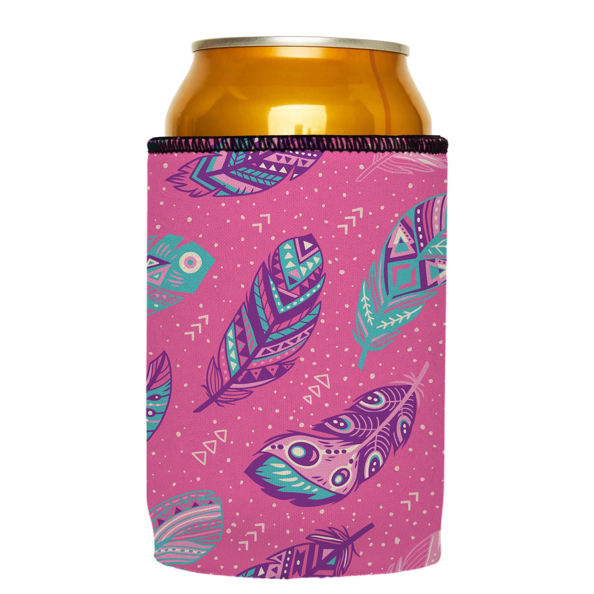 Stubbyz Pink Boho Feathers Stubby Cooler 2-Pack