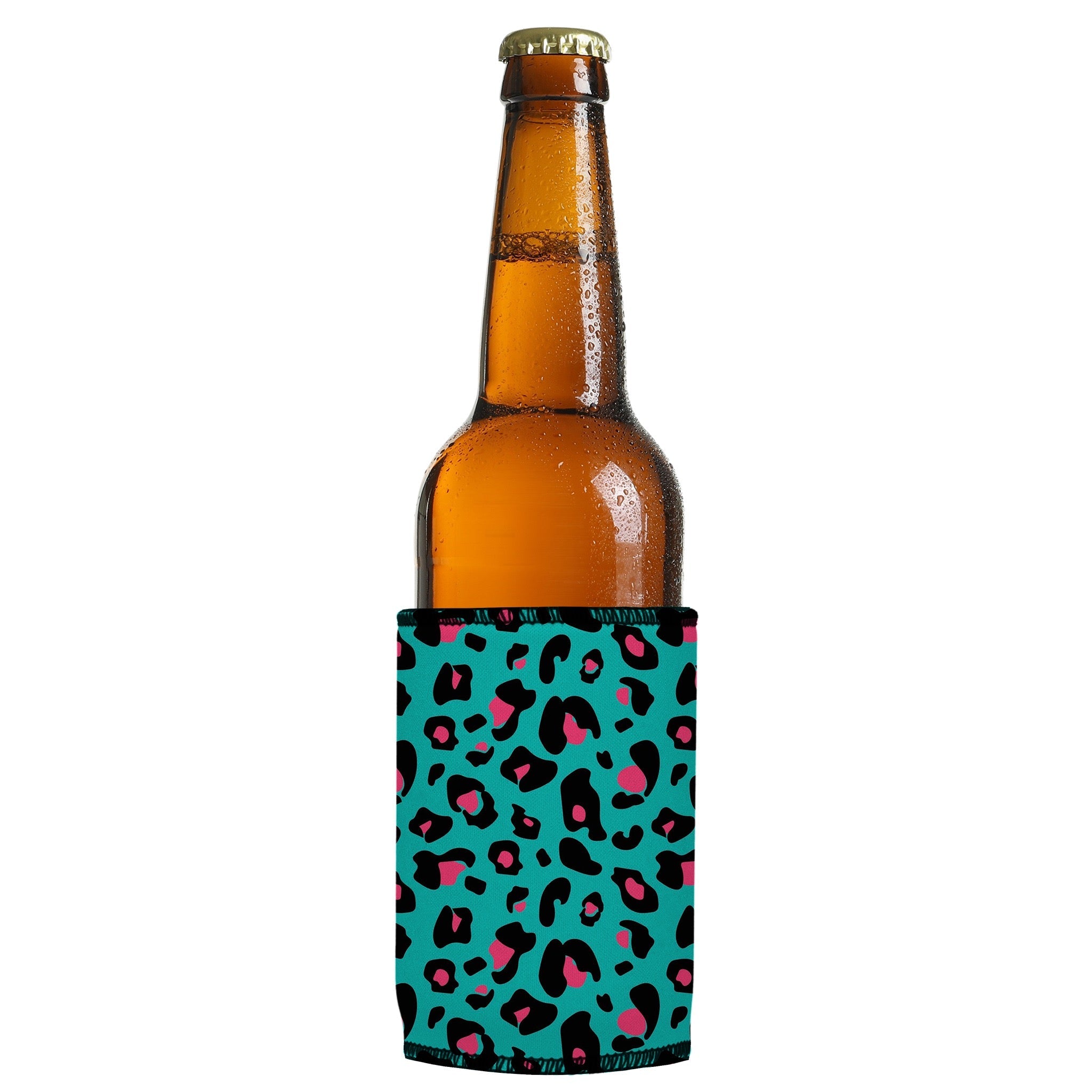 Stubbyz Teal Leopard Pattern Stubby Cooler 2-Pack
