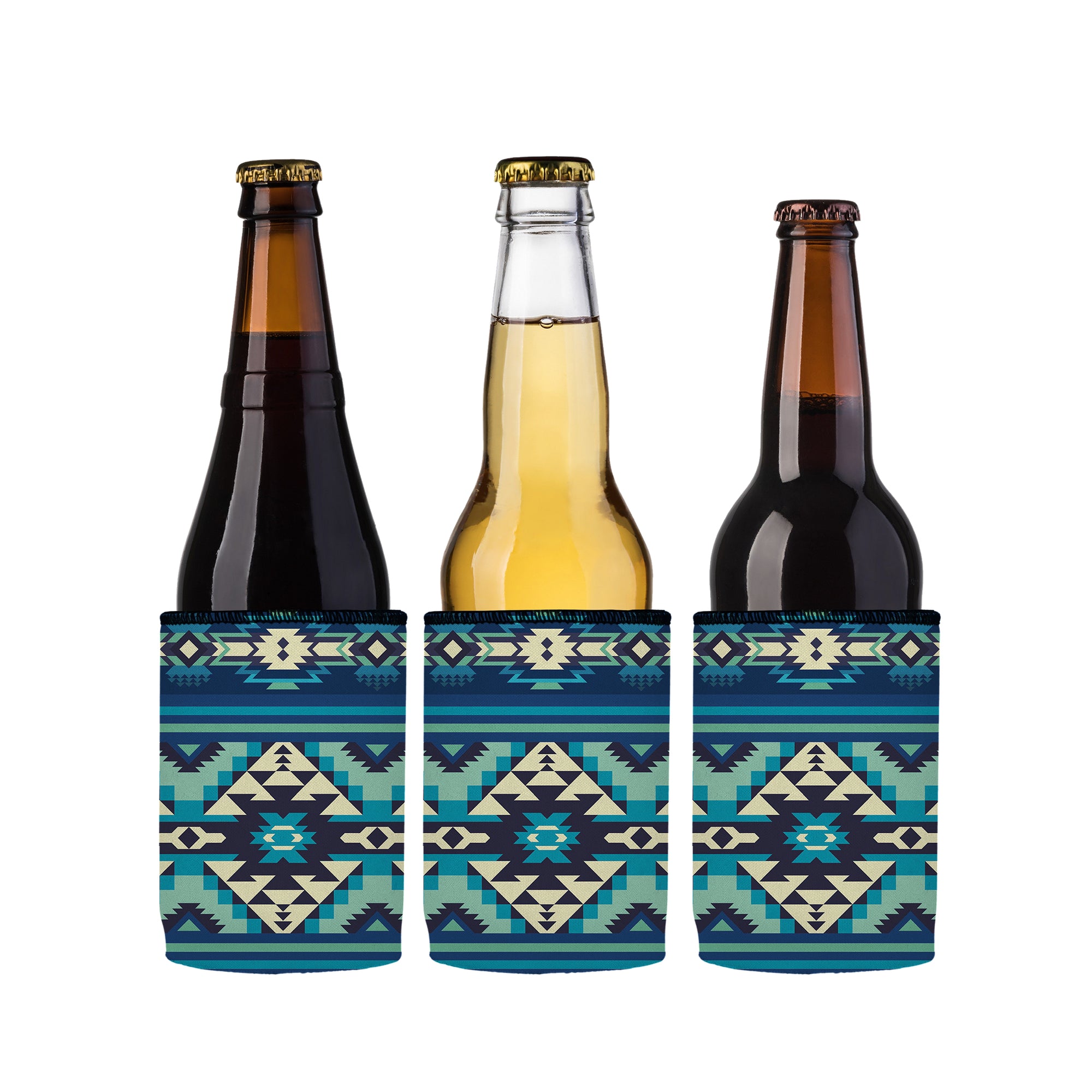 Stubbyz Blue Navajo Rug Stubby Cooler 3-Pack
