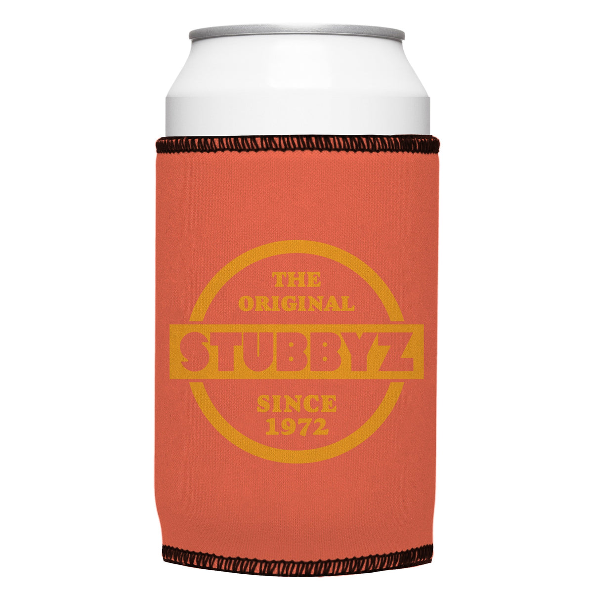 The Original (Coral) Stubbyz One Size cooler on a standard bottle
