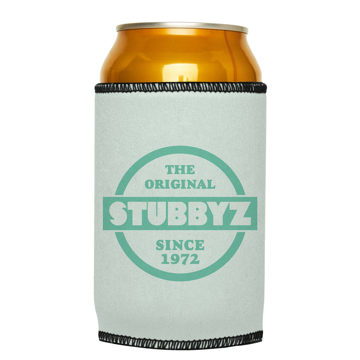 The Original (Mint) Stubbyz One Size cooler on a standard can