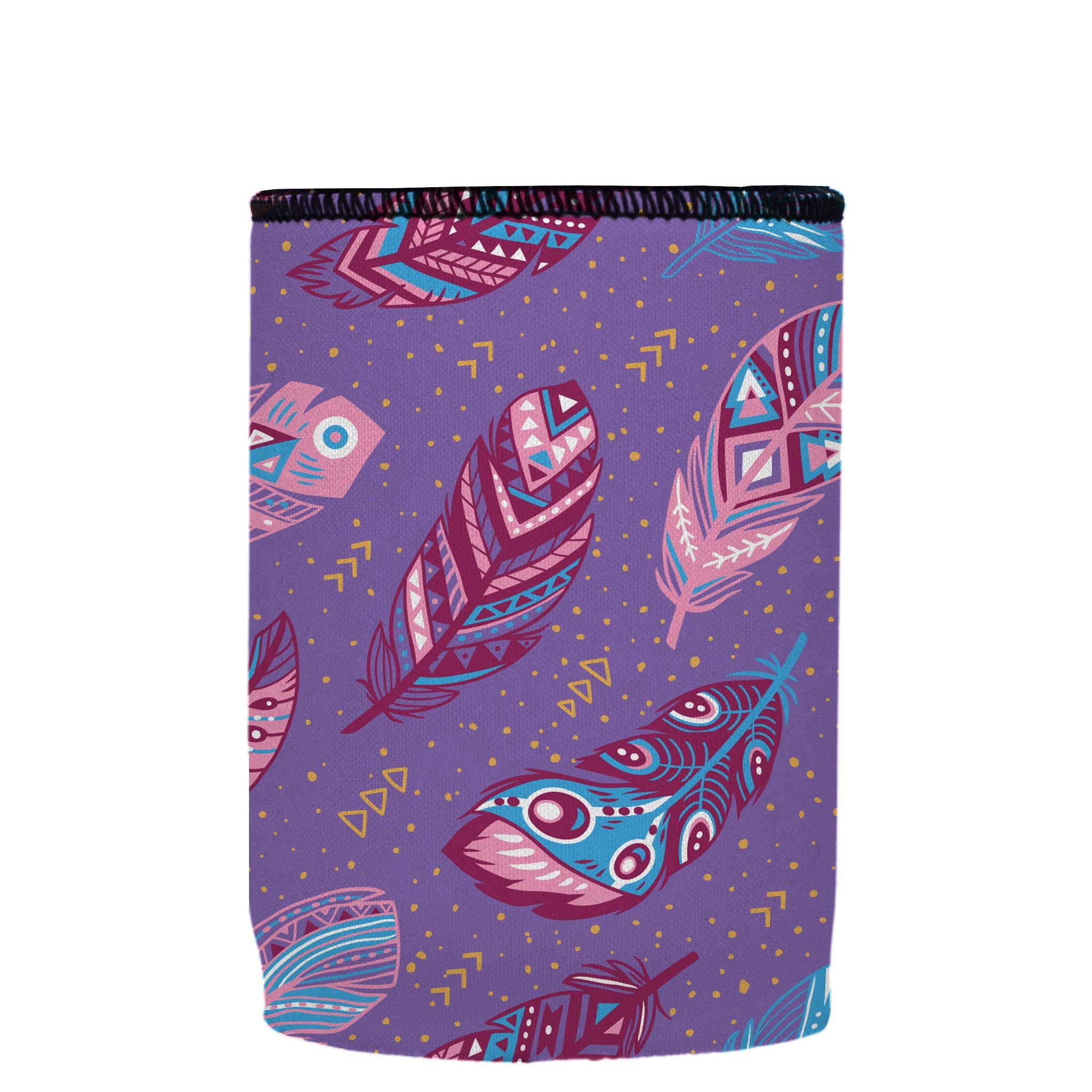 Stubbyz Purple Boho Feathers Stubby Cooler 3-Pack