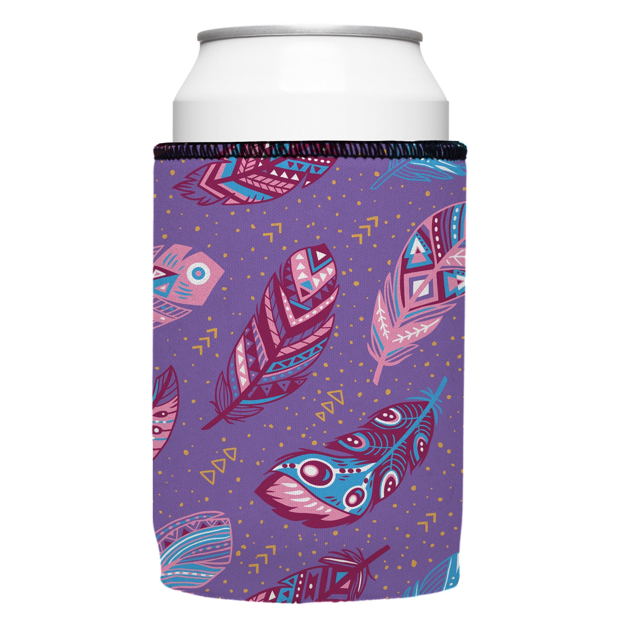 Stubbyz Purple Boho Feathers Stubby Cooler 3-Pack