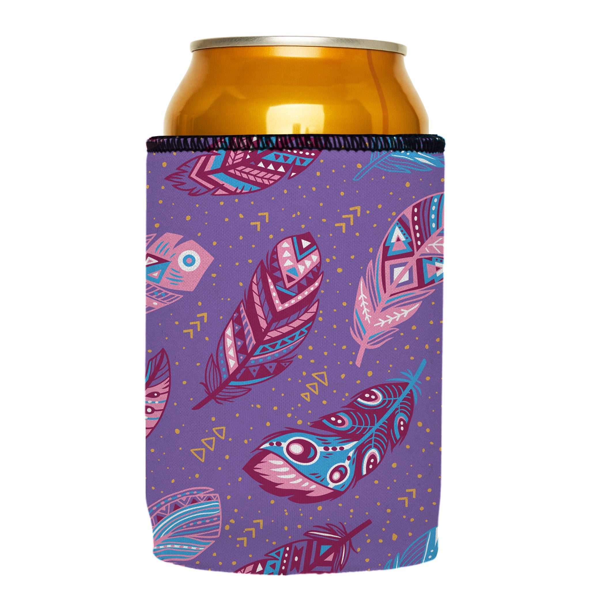 Stubbyz Purple Boho Feathers Stubby Cooler 3-Pack