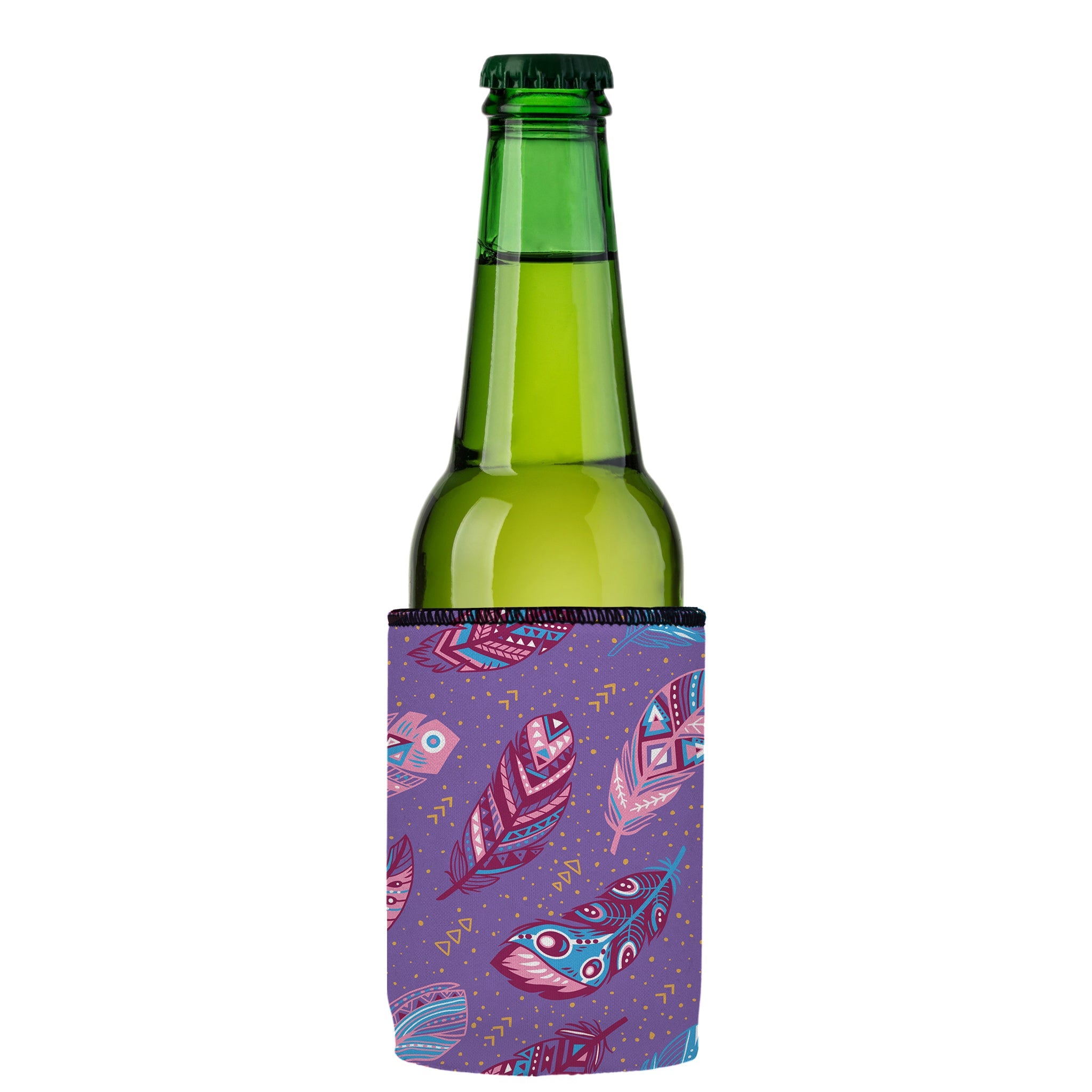 Stubbyz Purple Boho Feathers Stubby Cooler 3-Pack