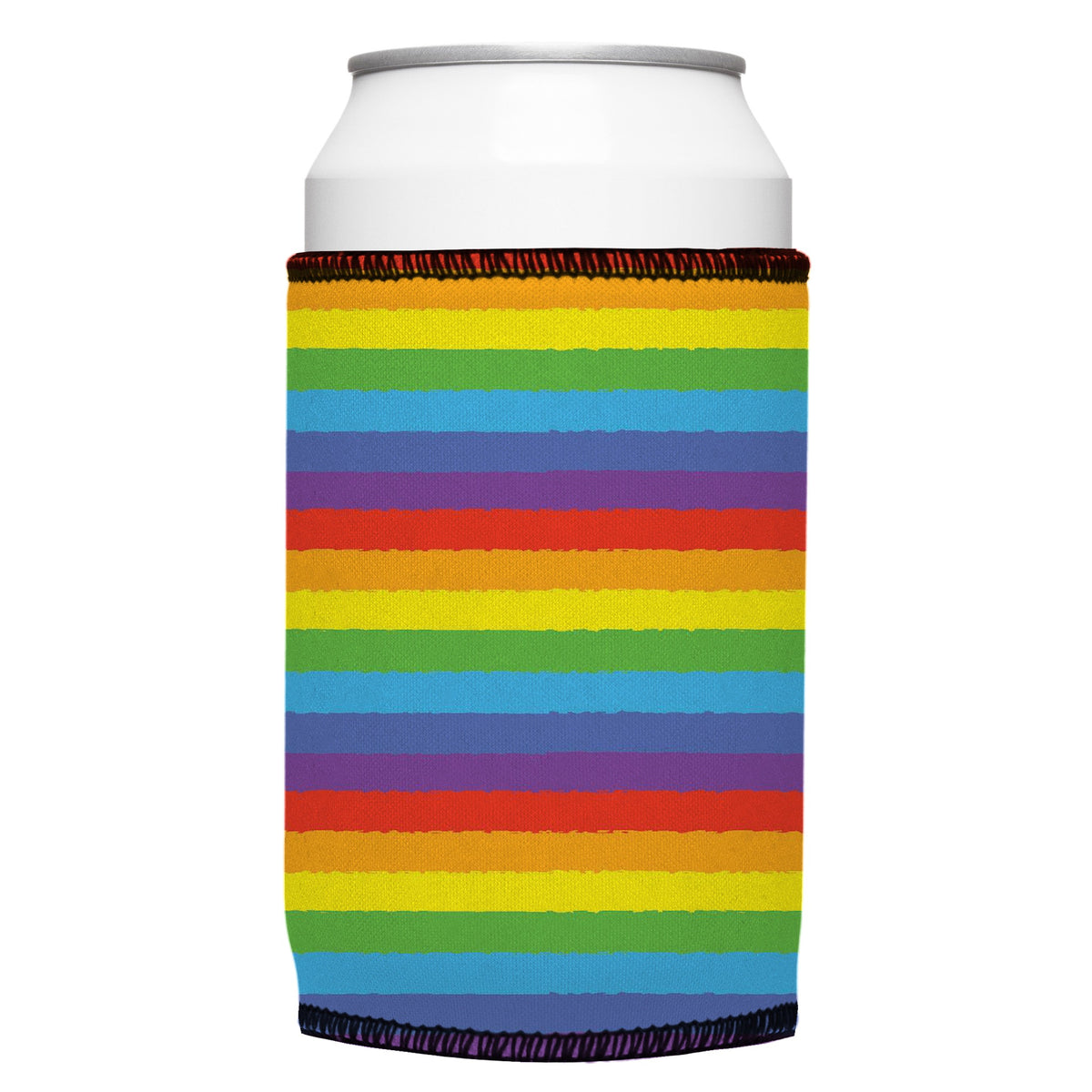 LGBTQ+ Pride Flag Stubbyz One Size cooler on a standard bottle
