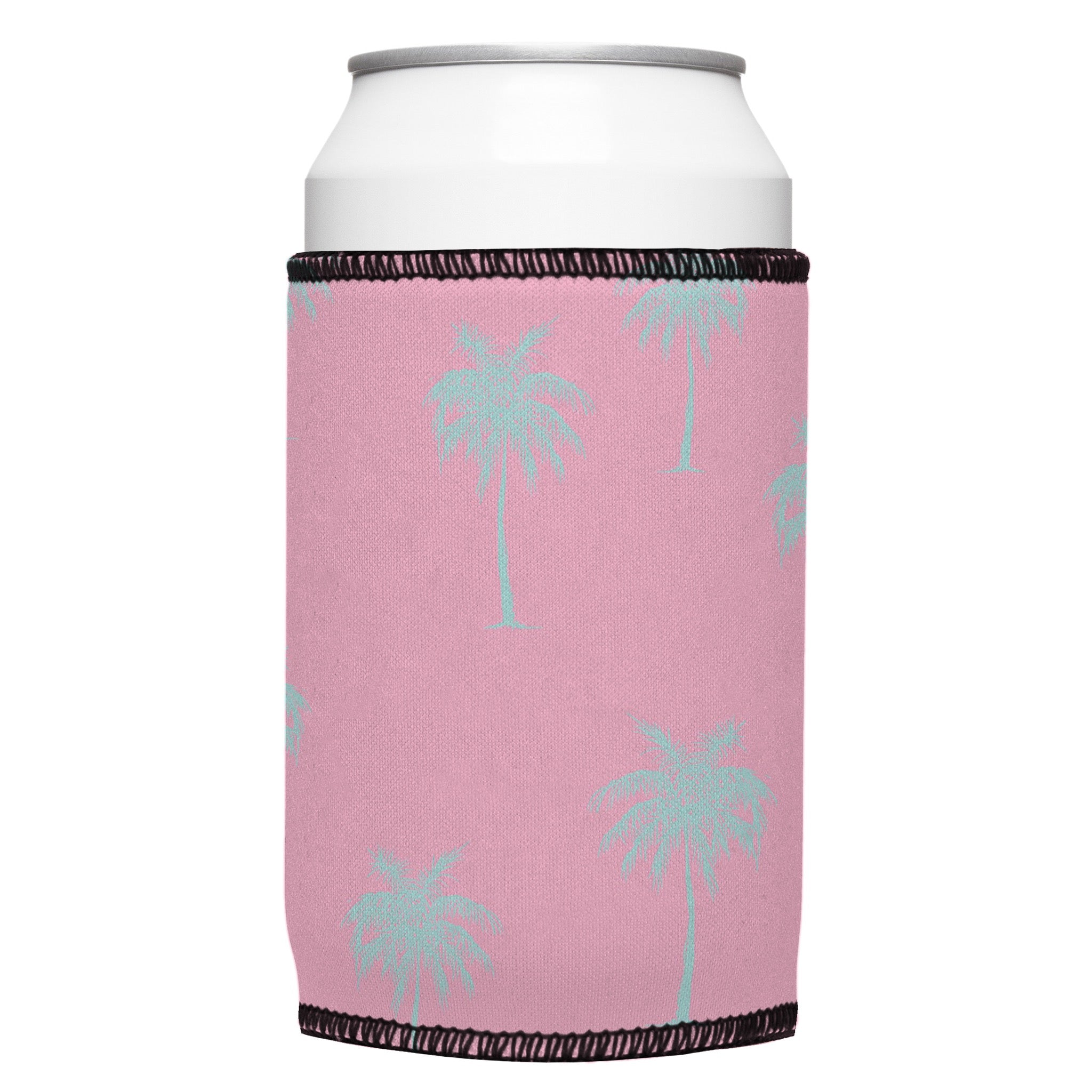Stubbyz Palm Trees Aqua Pink Stubby Cooler