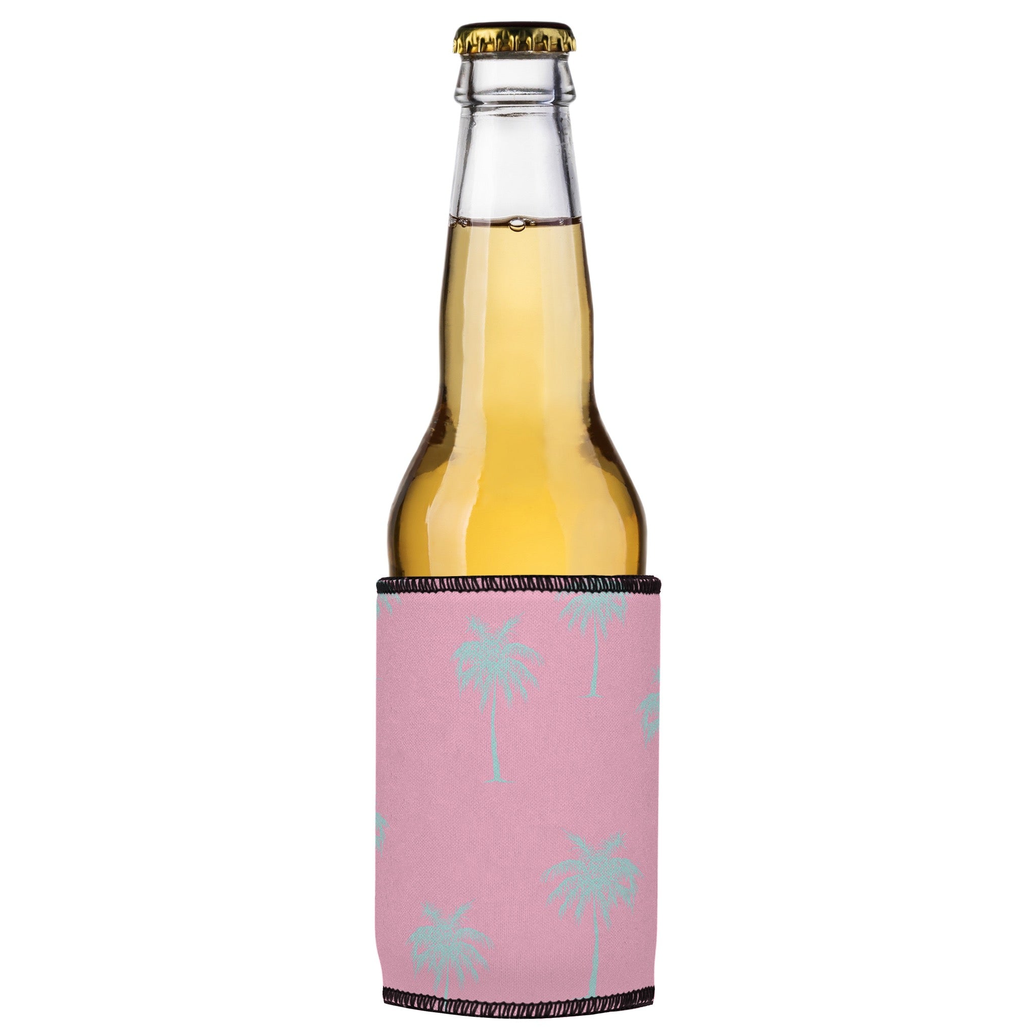 Stubbyz Palm Trees Aqua Pink Stubby Cooler