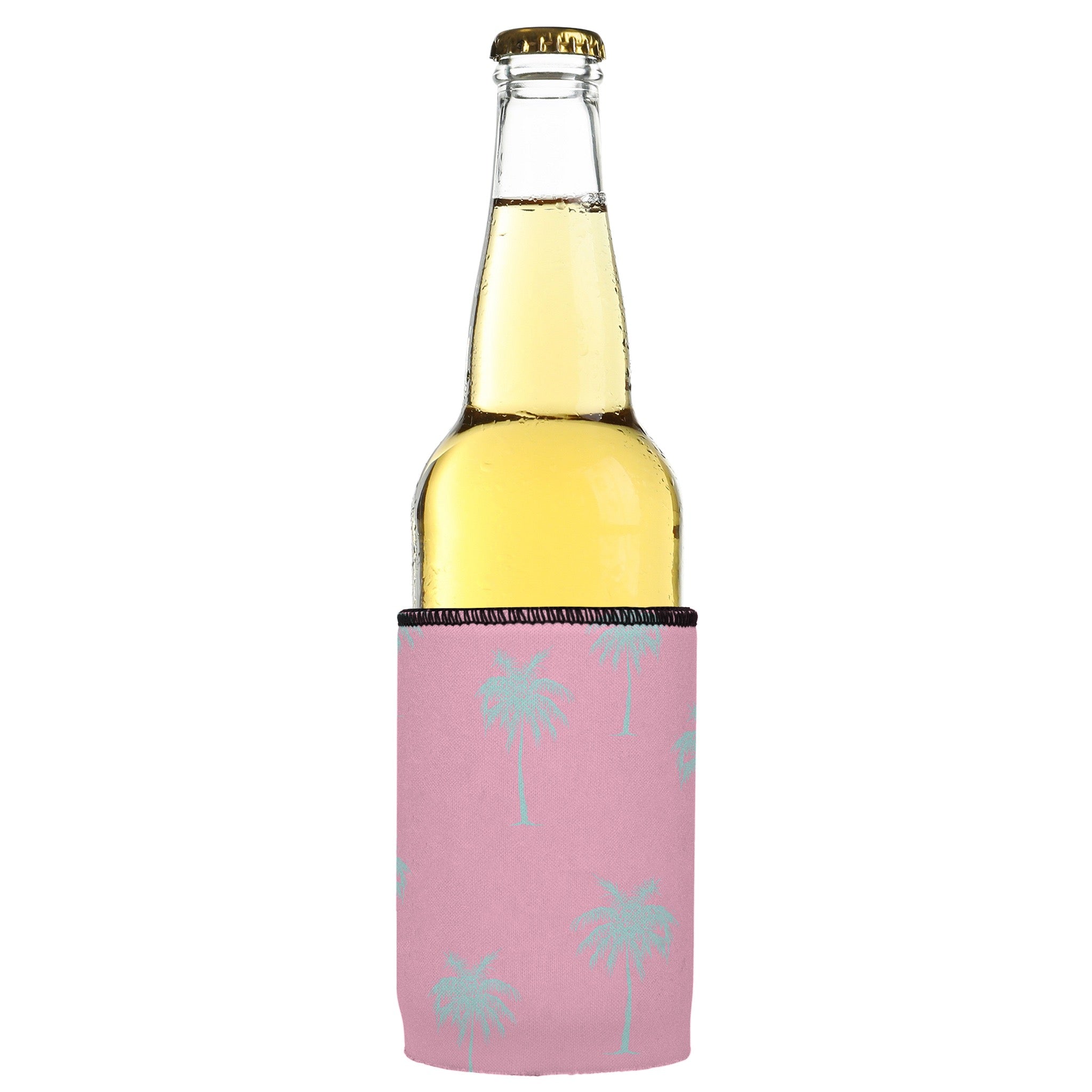 Stubbyz Palm Trees Aqua Pink Stubby Cooler