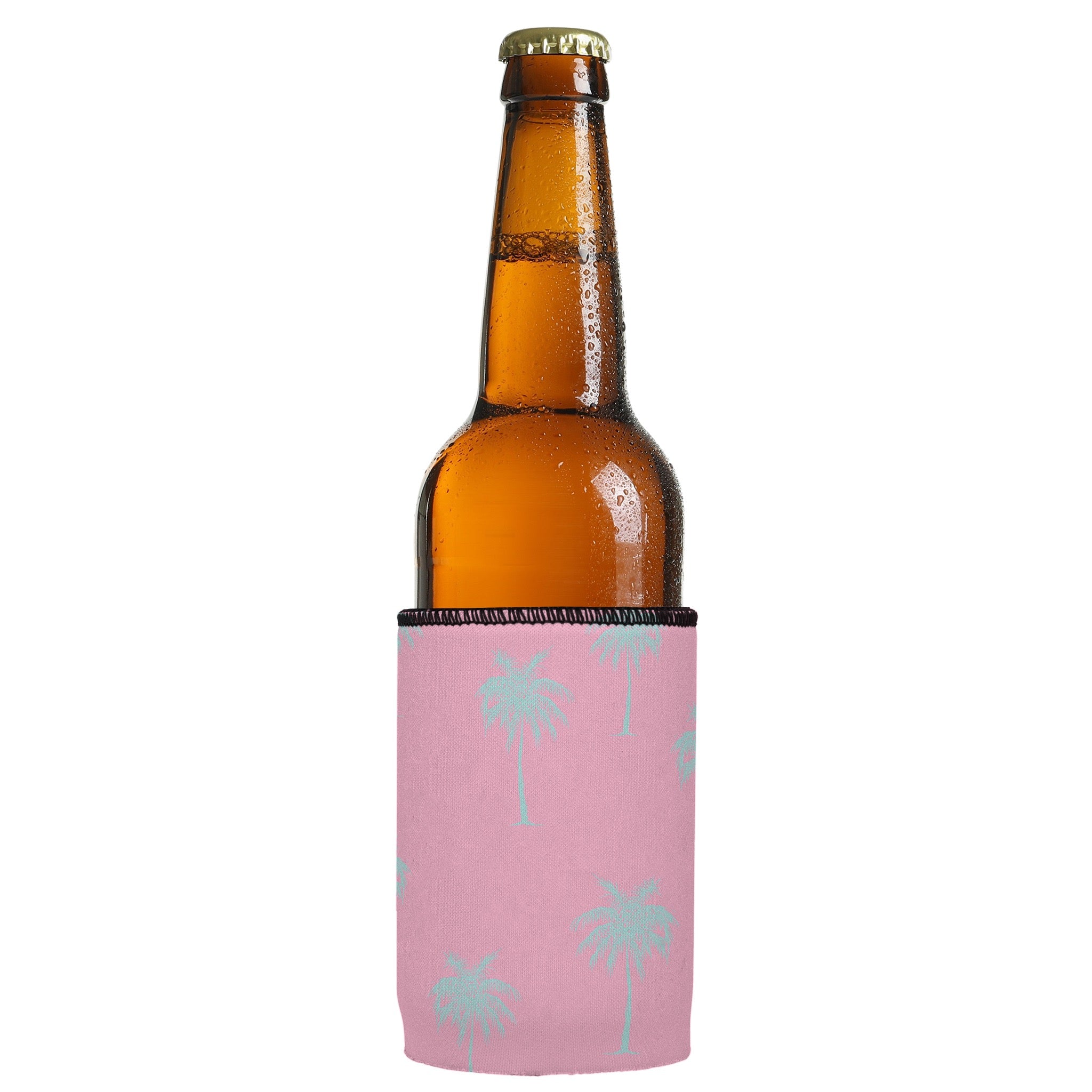 Stubbyz Palm Trees Aqua Pink Stubby Cooler