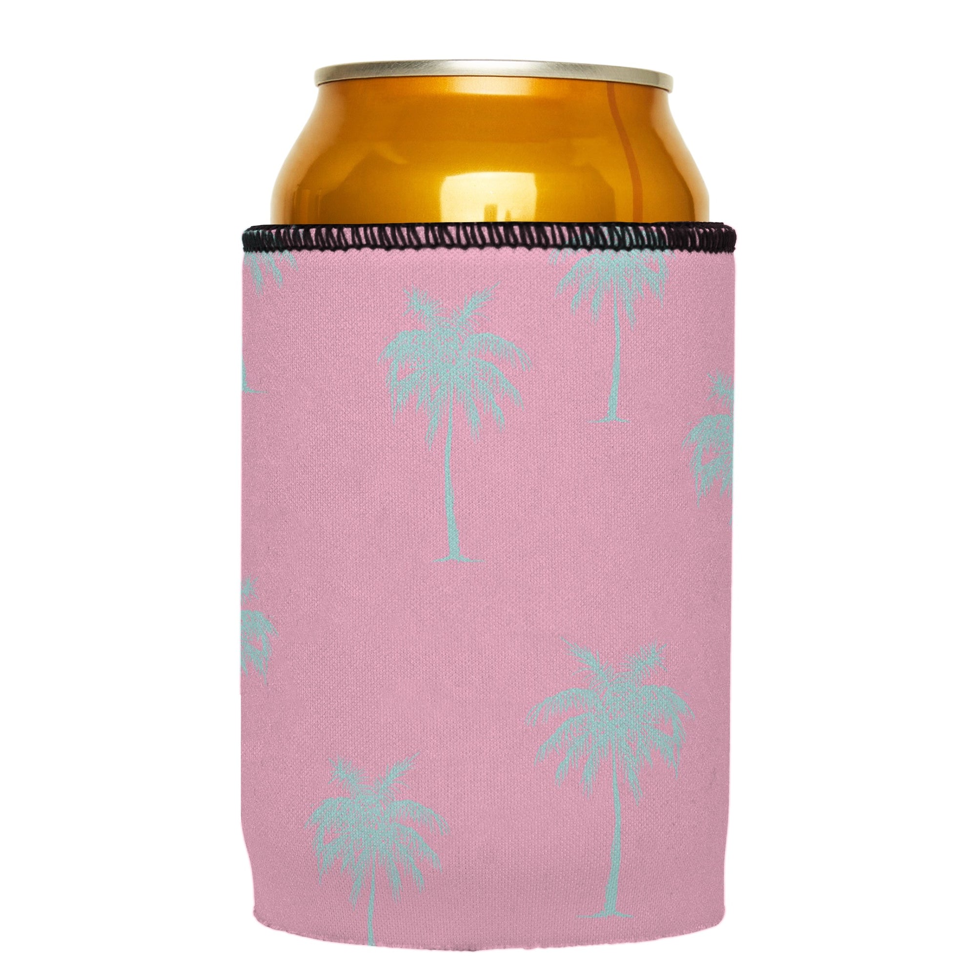 Stubbyz Palm Trees Aqua Pink Stubby Cooler