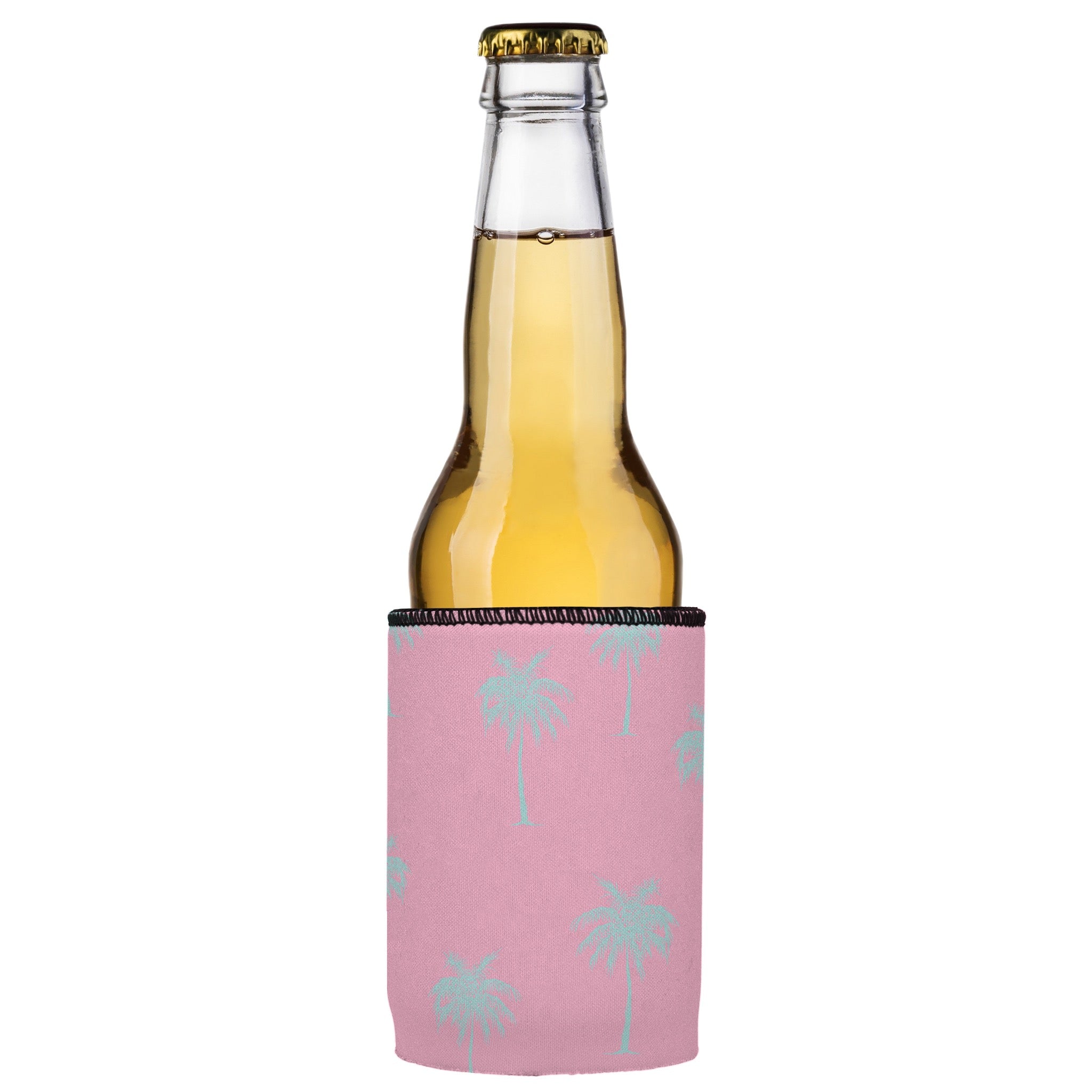 Stubbyz Palm Trees Aqua Pink Stubby Cooler