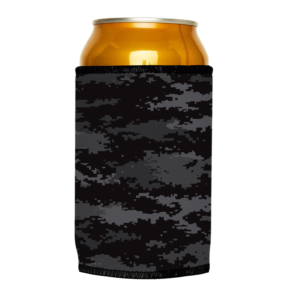 Digital Pixel Black Camo Stubbyz One Size cooler on a standard can