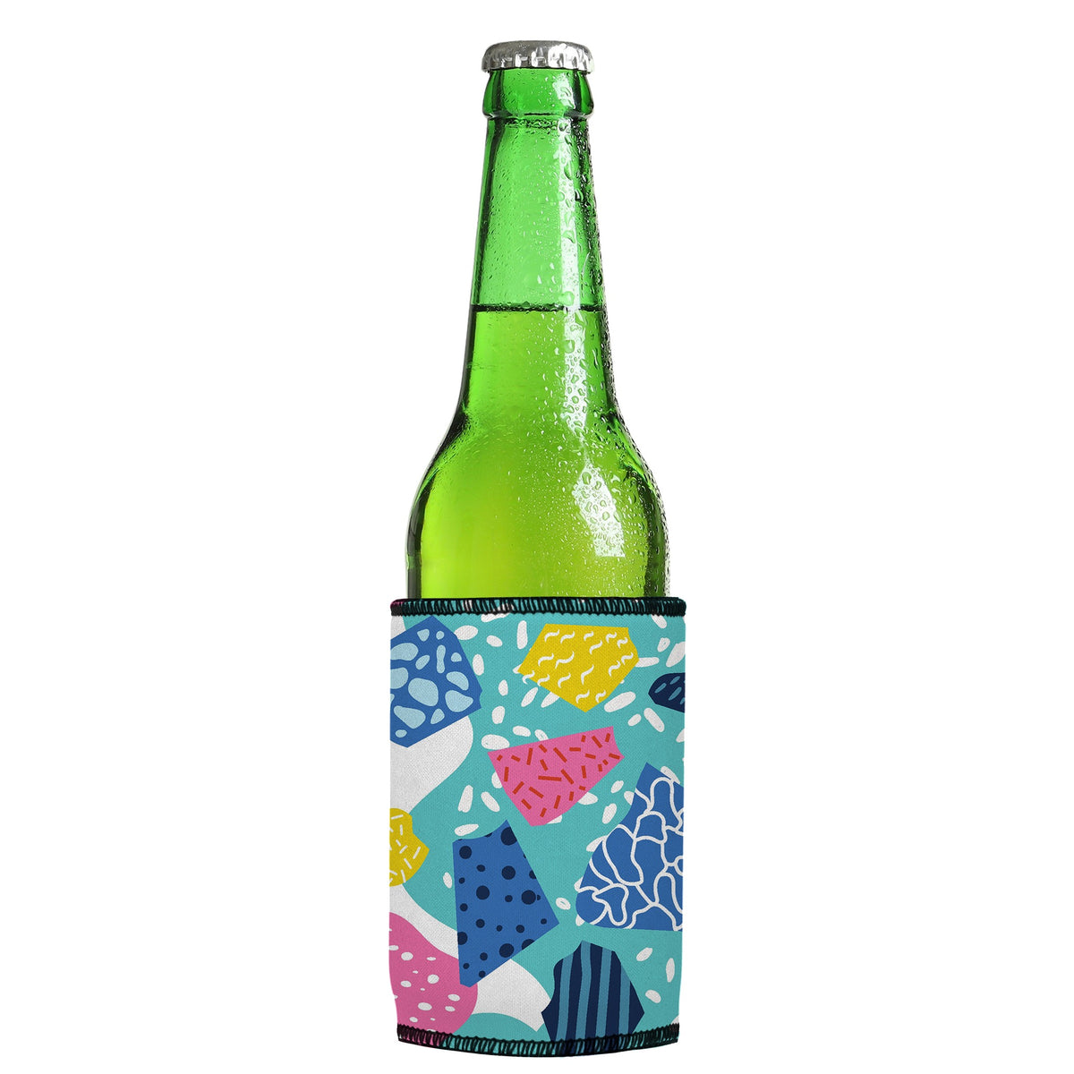 80s Abstract Stubbyz One Size cooler on a slim Euro-style bottle