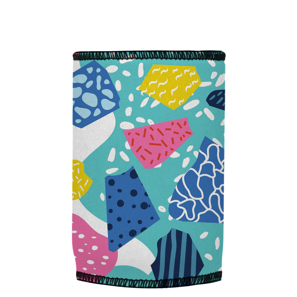 80s Abstract Stubbyz One Size baseless stubby cooler, shown flat