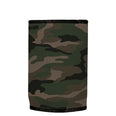 Green Camo Dot Pattern Stubbyz One Size baseless stubby cooler, shown flat