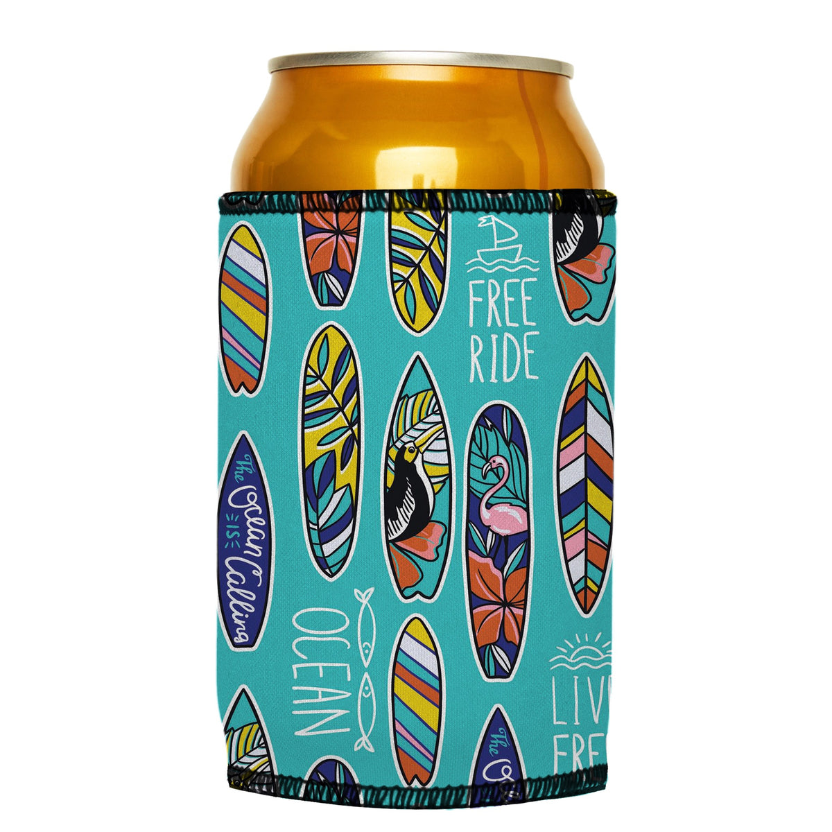 Just Surfboards Stubbyz One Size cooler on a standard can