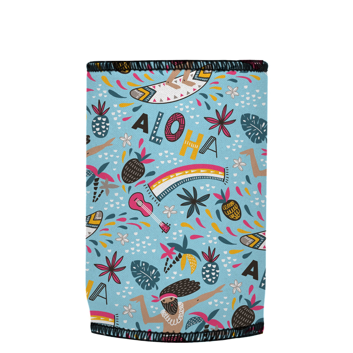 Surfing Aloha Stubbyz One Size baseless stubby cooler, shown flat