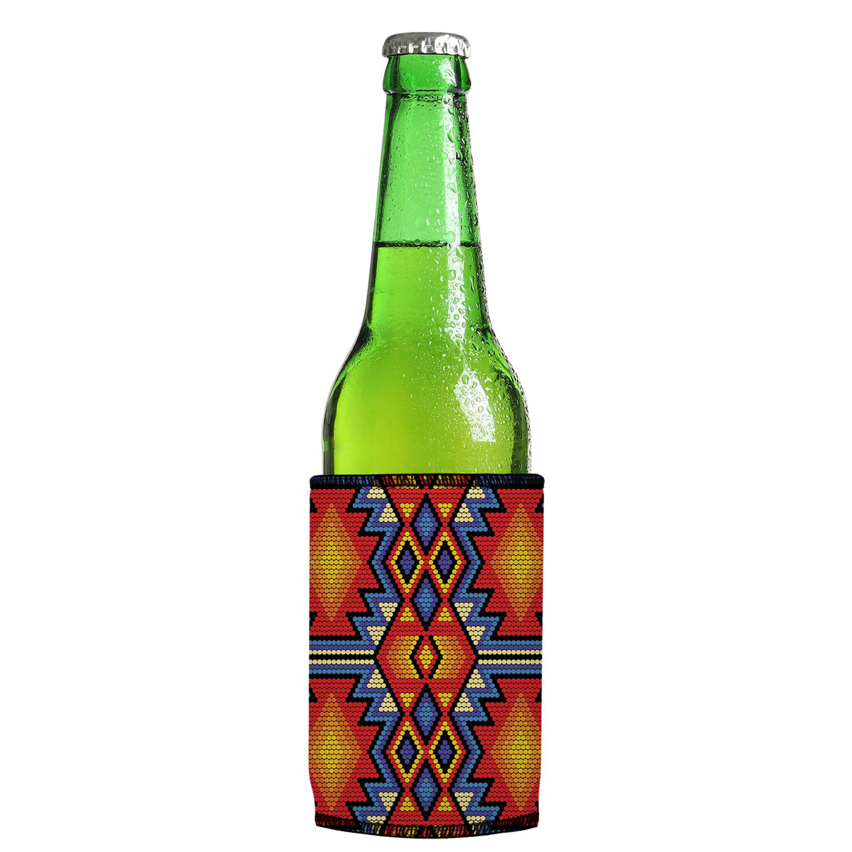 Huichol Beading Stubbyz One Size cooler on a slim Euro-style bottle