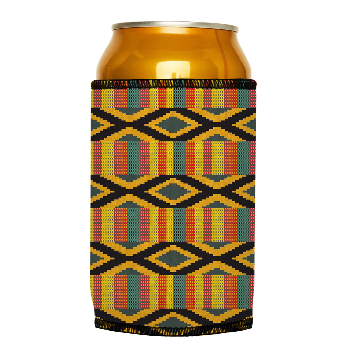 Ghana Kente Stubbyz One Size cooler on a standard can