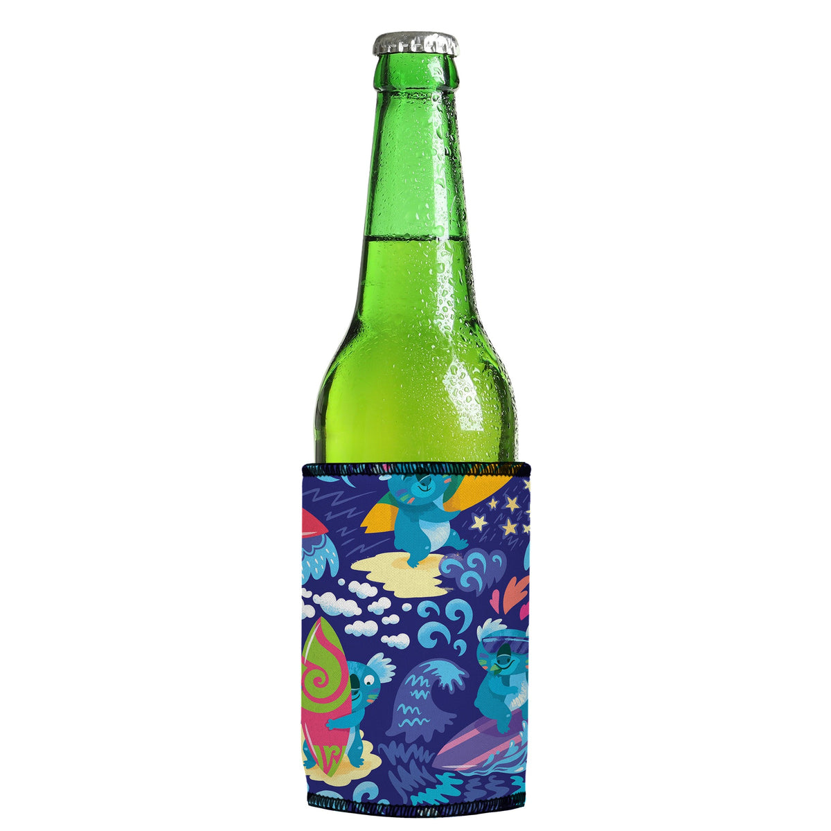 Surfin Koala Stubbyz One Size cooler on a slim Euro-style bottle