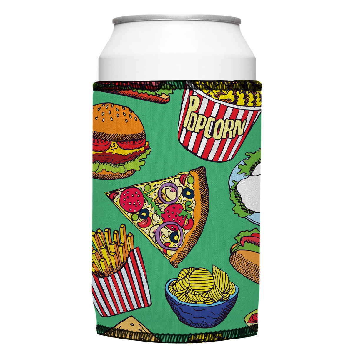 Burgers Junk Food Stubbyz One Size cooler on a standard bottle