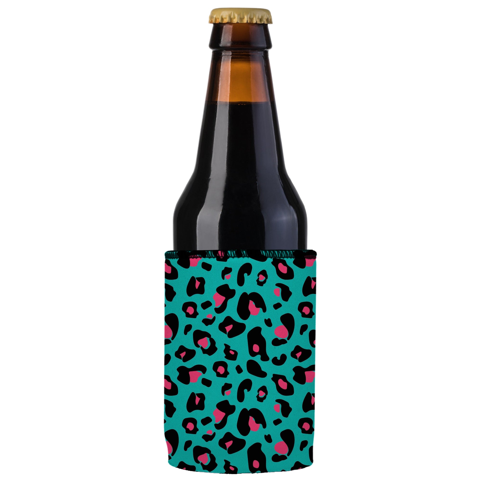 Stubbyz Teal Leopard Pattern Stubby Cooler 2-Pack