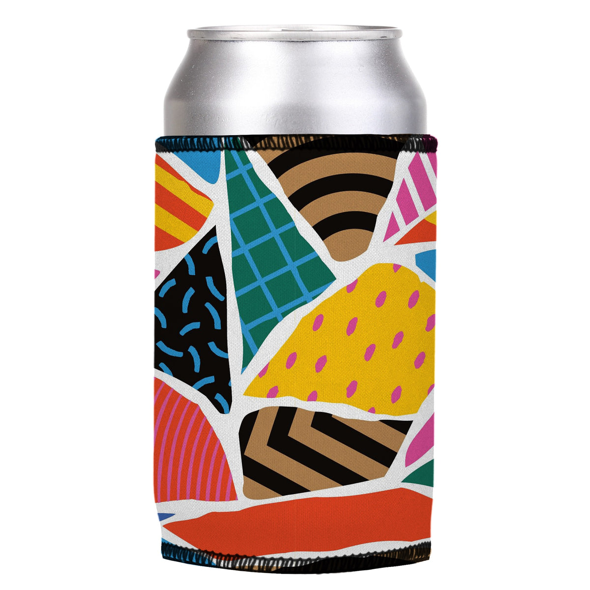 Color Blocks Stubbyz One Size cooler on a standard can, angled view