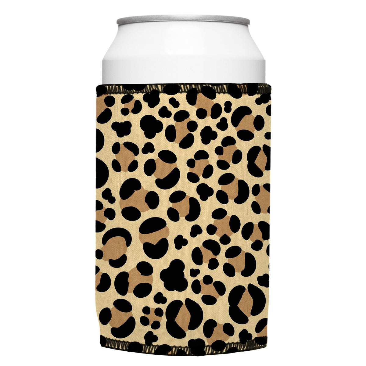 Leopard Print Stubbyz One Size cooler on a standard bottle