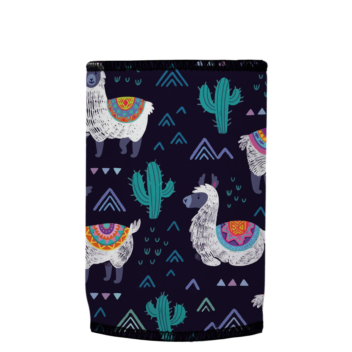 Alpaca & Llamas Stubbyz One Size baseless stubby cooler, shown flat
