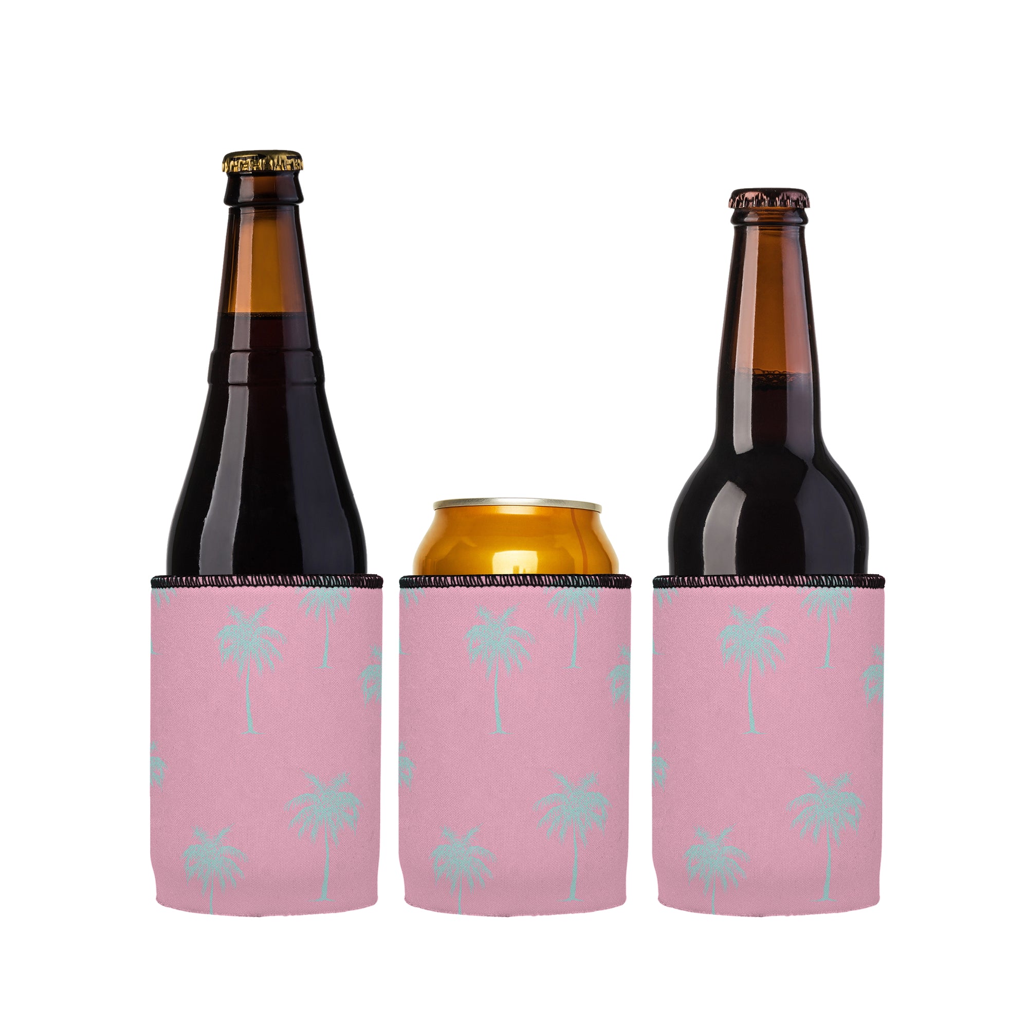 Stubbyz Palm Trees Aqua Pink Stubby Cooler 3-Pack