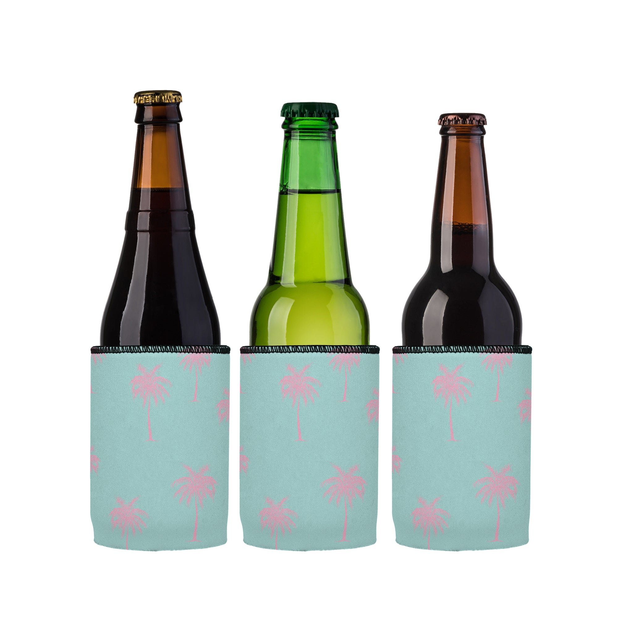Stubbyz Palm Trees Pink Aqua Stubby Cooler 3-Pack