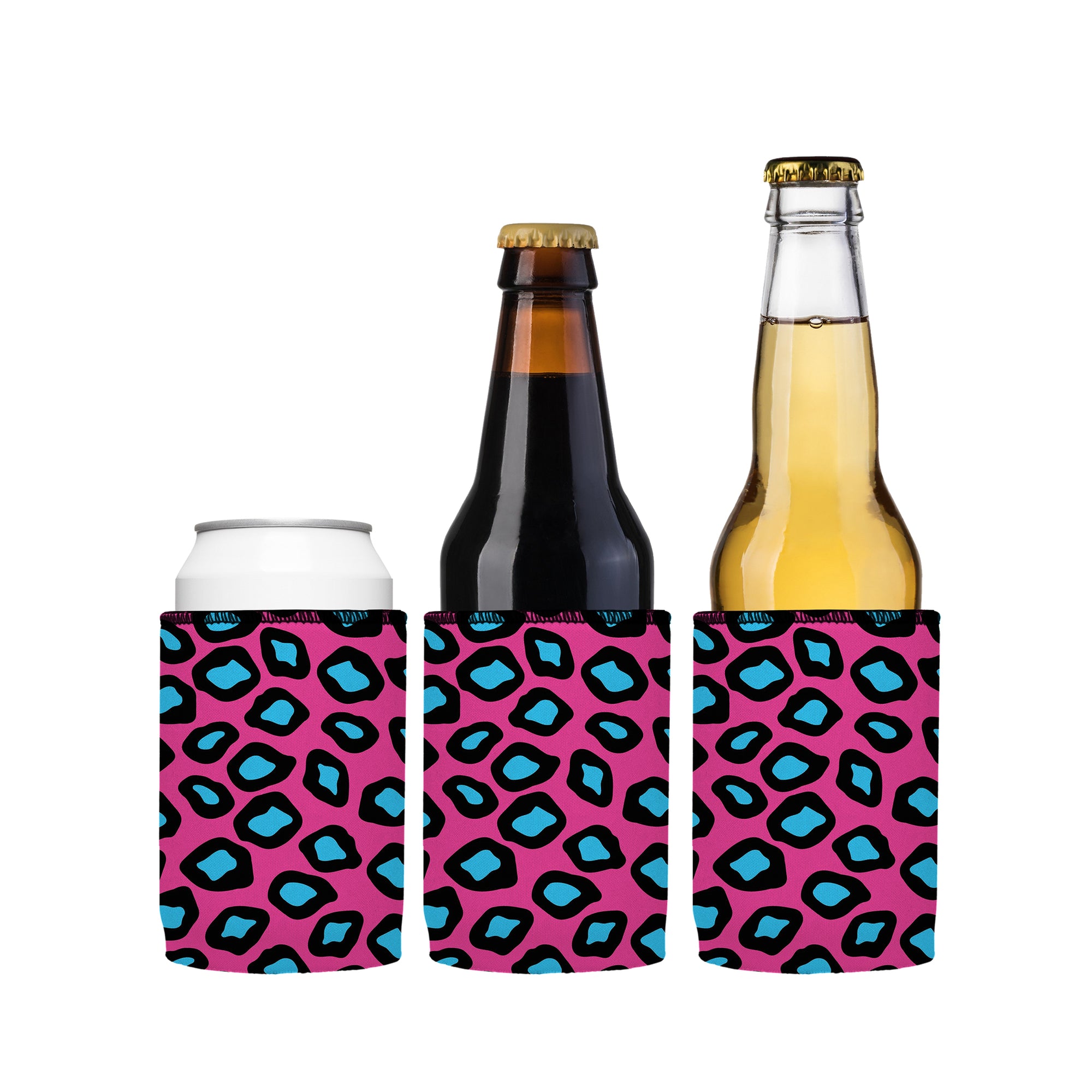Stubbyz Pink Leopard Print Stubby Cooler 3-Pack