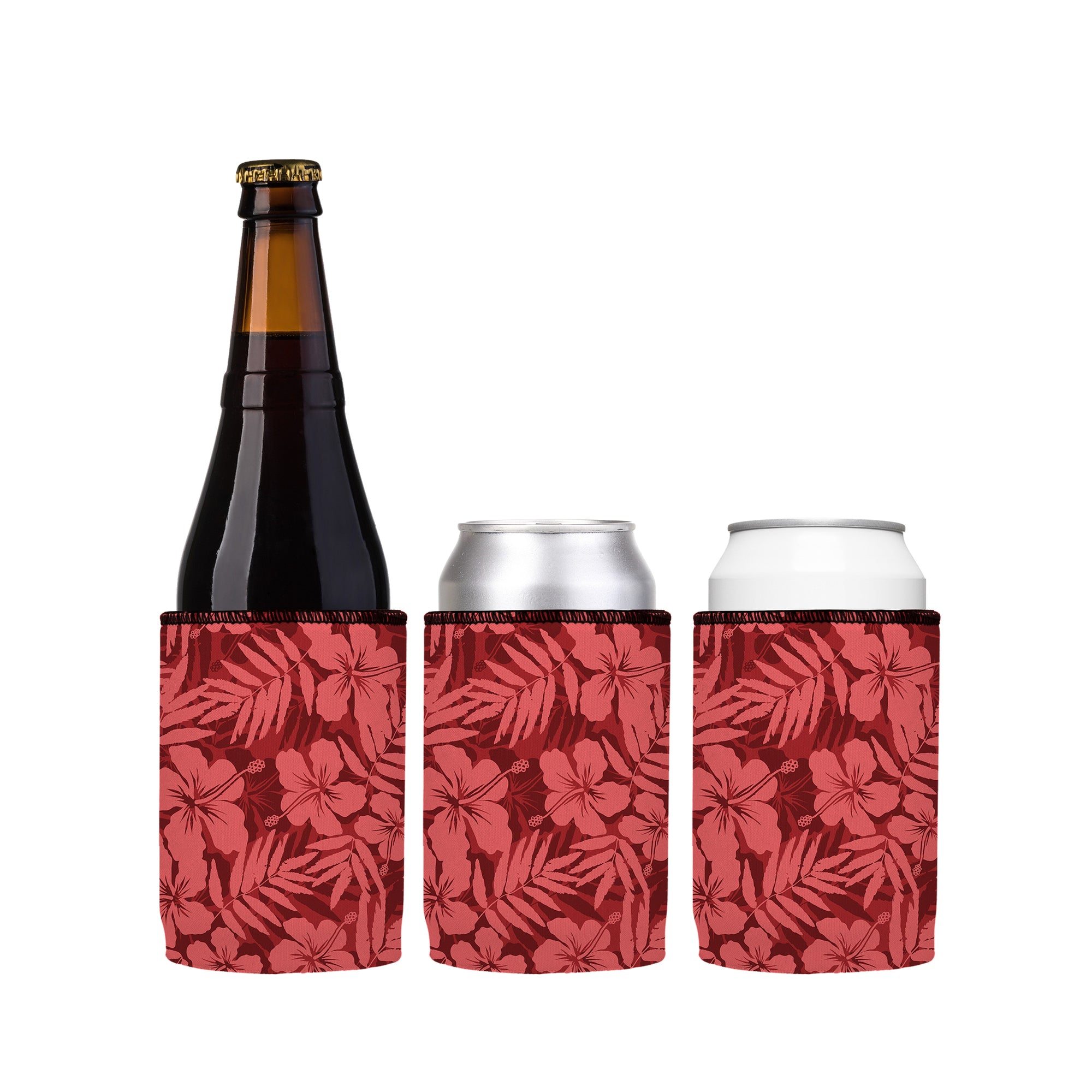Stubbyz Hibiscus Red Stubby Cooler 3-Pack