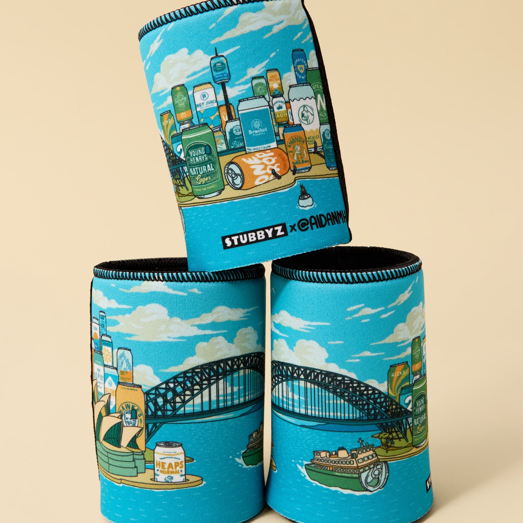 Stubbyz x Aidan Howes Sydney Harbeer Stubby Cooler